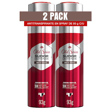 Desodorante Antitranspirante Old Spice Hombre Spray Sudor Defense Seco 93 gr Botella x 2 und  