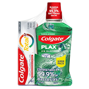 Enjuague Bucal Colgate Plax 500 ml + Crema Dental Colgate Total 12 Botella x 75 ml  