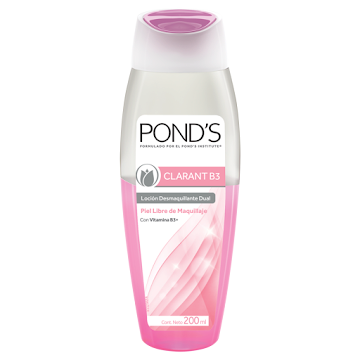 Loción PONDS Facial Clarant B3 Desmaquillante Limpiadura Dual x200Ml    