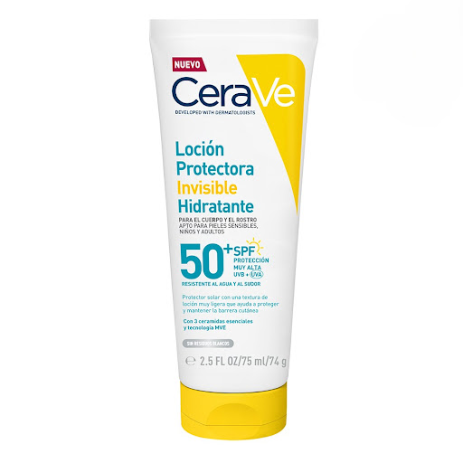 Protector Solar Cerave Loción Invisible Hidratante Spf50 Tubo x 75 ml