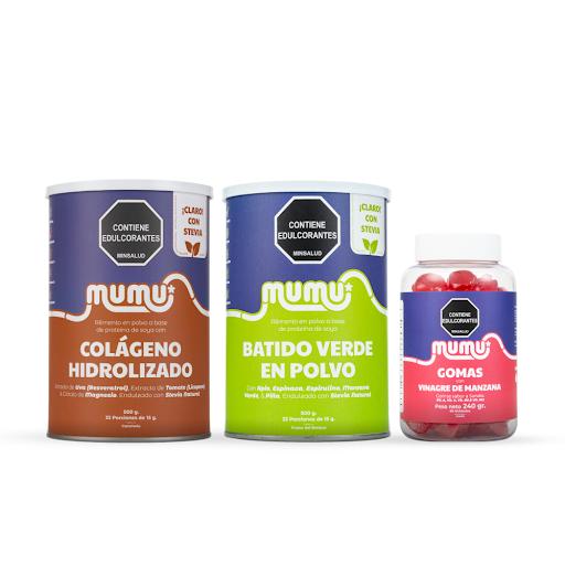 Combo Radiante (Caramelo) + Regalo Mumu Tarro x 500 gr Colágeno Hidrolizado Sabor Caramelo + Batido Verde en Polvo + Gomitas con Vinagre de Manzana + Regalo

Dale a tu cuerpo la dosis de belleza y autocuidado que necesita para brillar.