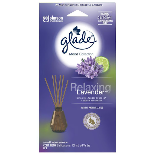Glade Varitas Aromatizantes Lavanda Relajante 100ml x6 SCJ Varitas Aromatizantes x 6 varitas Glade® Varitas "Mood Collection" Descubre la nueva colección de Glade: Mood Collection, inspirada en fragancias únicas, pensadas exclusivamente para tu estado de ánimo y cualquier rutina de cuidado di