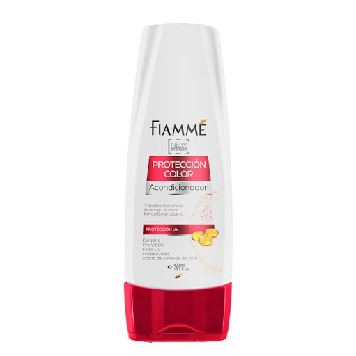 Acondicionador protector color x400ml Fiamme Acondicionador x 1 Contiene vitamina B5 y con filtros UV con oleos, ésteres y ceras, que cubren la fibra capilar, formando una barrera protectora contra los rayos UV y de las agresiones ambientales, manteniendo el cuida