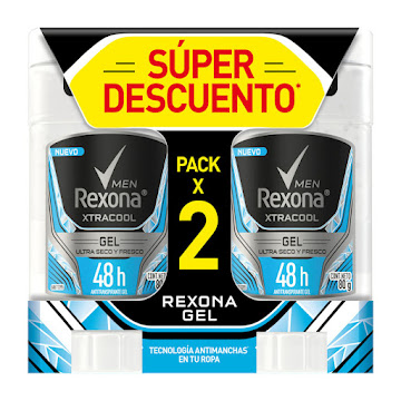 Desodorante Gel Rexona Men Xtracool 80 gr x 2 und  