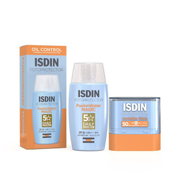 Combo Isdin Fotoprotector Facial Isdin Fusion Water Spf 50 Frasco x 50 ml + Fotoprotector Facial Isdin Invisible Spf 50  