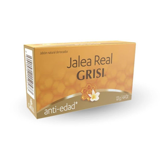 Jabon Barra Antiedad Jalea Real 125g - Grisi Grisi Caja x 2 Und JABON DE BARRA ANTIEDAD JALEA REAL GRISI natural de Tocador
Presentación:125gramos.
Su formula enriquecida con Jalea Real y Polen ayuda a reducir los signos visibles de la edad en la piel, mejorando s