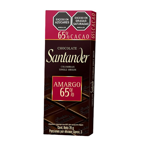 Chocolatina Santander Dark Amargo 65% Barra x 70 gr