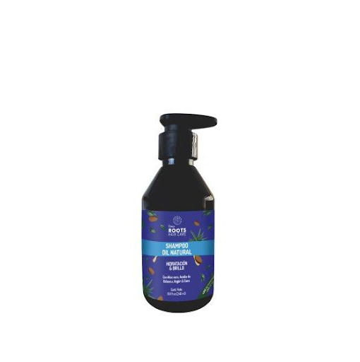 Deep Roots Shampoo Oil Natural 240 ml Deep Roots Botella con dispensador 240 ml x 240 ml shampoo capilar ideal para cabellos secos y maltratados, ya que limpian el cabello de una manera suave y efectiva, a su vez hidrata y nutre la estructura de los cabellos secos, dañados o sobreprocesad