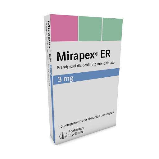 Mirapex Er Pramipexol Diclorhidrato 3 mg Boehringer Caja x 10 Comprimidos