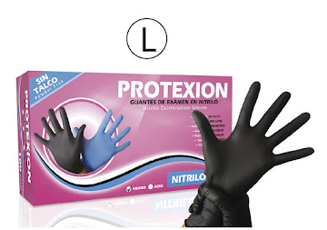 Guantes Nitrilo Protexion Para Examen Negro Talla L x 100 und  