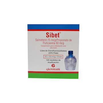 Sibet Salmeterol + Fluticasona Inhalador 25mg/50mcg Glenmark Inhalador x 120 Dosis  
