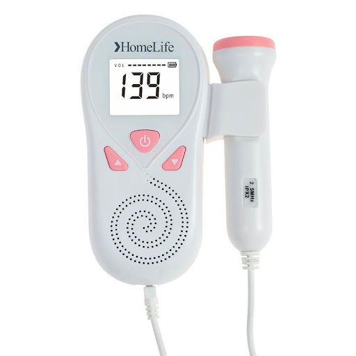 DOPPLER FETAL ROSADO HOMELIFE HomeLife  x 1 Dispositivo obstétrico portátil diseñado para detectar la frecuencia cardíaca fetal (FHR) y el sonido de los latidos desde la semana 9 de gestación. Cuenta con pantalla LCD de 1,77, apagado automátic