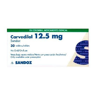 Carvedilol Sandoz 12.5 g Caja x 30 Tabletas  