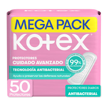 Protector Kotex Con Tecnología Antibacterial Paquete x 50 und  
