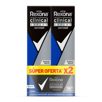 Desodorante Hombre Rexona Aer Clinical Clean Expert 91 Gr Pack x 2 und  