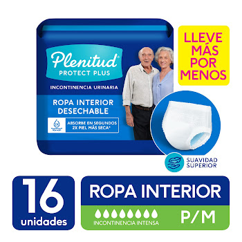 Ropa Interior Desechable Adulto Plenitud Protect Plus P/M x 16 und  
