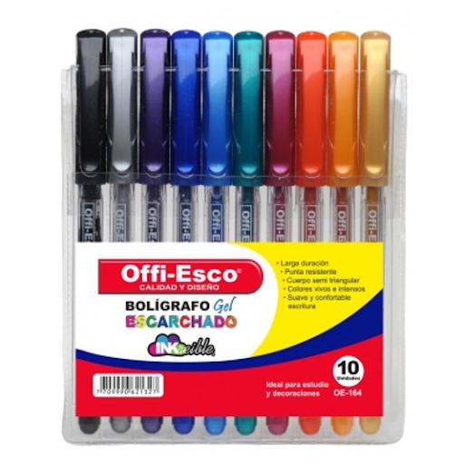 Esfero Offiesco Gel Escarchado Surtido x 10 und