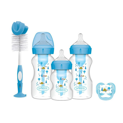 Teteros Cepillo Y Chupo Dr Brown's Set De Regalo Recien Nacido Azul Dr Browns Unidad x 1 Este completo set de regalo está compuesto de teteros Options+, un tetero diferente a los demás por su sistema de ventilación interna que evita que el niño ingiera aire al alimentarse, esto  disminuye