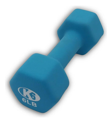 Mancuerna K6 de Neopreno 6Lb K6 Caja x 1 Peso Ideal: Con 6 libras (aproximadamente 2.72 kg), es un peso excelente para añadir intensidad a ejercicios cardiovasculares, tonificación de brazos, hombros, espalda y piernas, o para sesiones de en