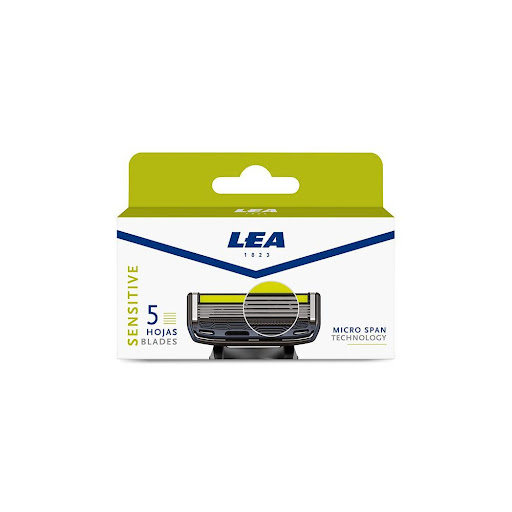 LEA Repuesto Máquina de Afeitar Sensitive 5 Hojas LEA Frasco x 1 Recambio para el sistema de afeitado LEA SENSITIVE 5. Cabezal con 5 hojas mas 1 hoja de precisión  con tecnología micro span, perfectamente alineadas  para un apurado perfecto y suave afeitado. El cab