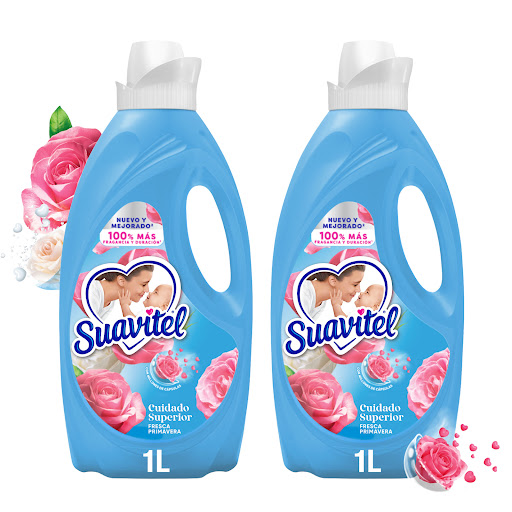 Suavizante Suavitel Cuidado Superior Fresca Primavera Botella 1 Lt x 2 und