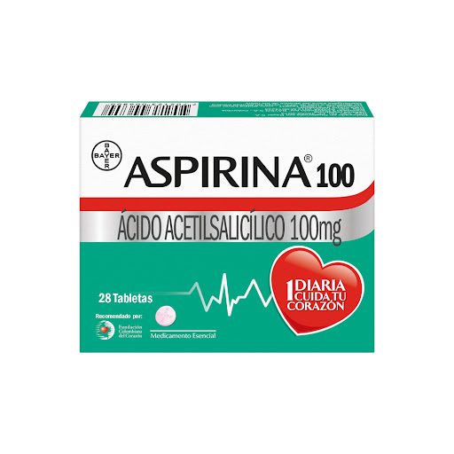 Aspirina Ácido Acetilsalicilico 100 mg Bayer Caja x 28 Tabletas