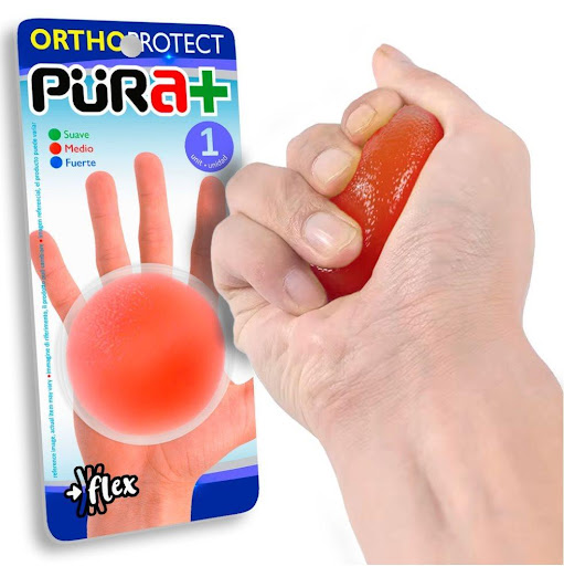 Pelota Confort Mediana Resistencia Pura+ Empaque individual, pelota roja mediana resistencia x 1 Set de pelotas confort diseñado para ejercitar la fuerza, movilidad y flexibilidad de manos, dedos, muñecas y antebrazos. Su textura suave y resistente permite realizar ejercicios de presión de forma 