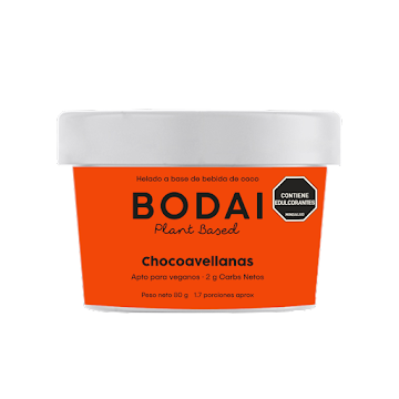 Helado de Coco Bodai Vegano Sabor Choco Avellana Frasco x 80 gr  