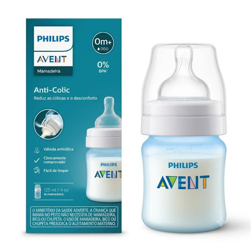 Tetero Anti-colico con Válvula Anticólicos Azul 4oz (0meses+) Flujo 1 Avent Caja x 1
