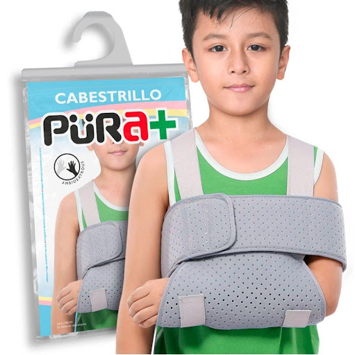Cabestrillo Infantil Pura+ Unidad empacada en bolsa individual con gancho exhibidor. Talla universal infantil. Producto unisex y ambidiestro. x 1