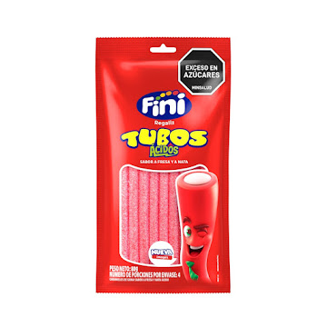 Dulces Fini Tubos Fresa Ácido Paquete x 80 gr  