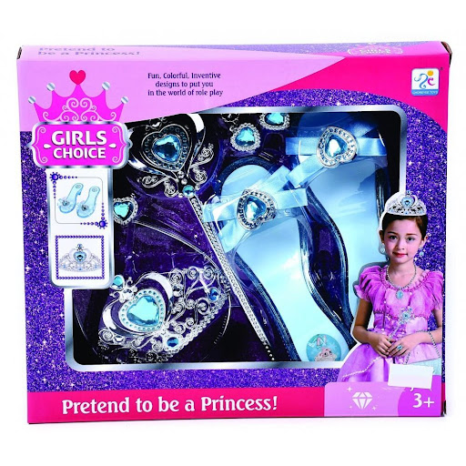 Corona Y Tacones Princess Caja Plasticos Asociados  x 1 Este set de corona y tacones es perfecto para que los niños exploren su creatividad y vivan aventuras mágicas en el mundo de la fantasía. Con sus accesorios encantadores, podrán convertirse en princes