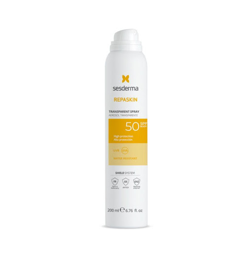 Protector Solar Corporal Sesderma Repaskin Spray SPF50 Sesderma Aerosol x 1 Repaskin Aerosol Transparente SPF50+. Lo tiene todo: textura super ligera y transparente, resistente al agua y lo mejor… ¡en spray! Mucho más cómodo y rápido de aplicar.

Además, gracias a su exclusiv