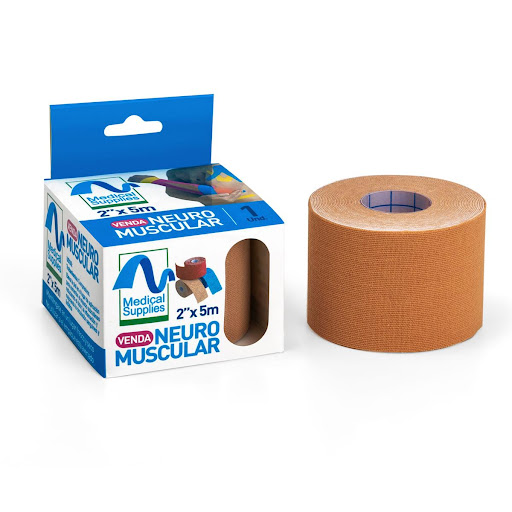 CINTA KINESIOLOGICA PIEL MEDICAL SUPPLIES MEDSUP  x 1 Venda kinesiológica neuromuscular de color piel, diseñada para brindar soporte muscular, mejorar la circulación y reducir el dolor e inflamación. Elaborada con material elástico, resistente al agua, h