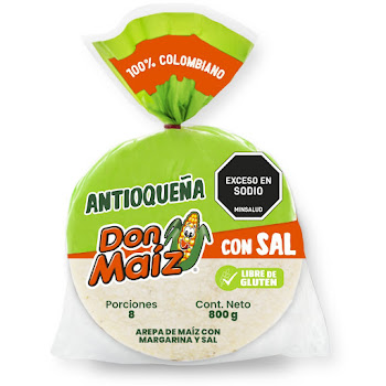 Arepa Don Maíz Antioqueña Con Sal 800 gr x 8 und  