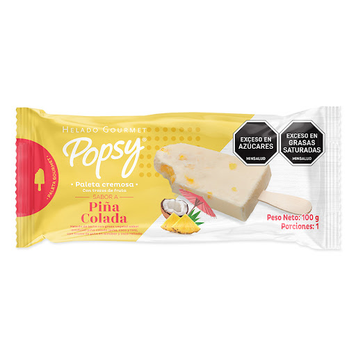 Paleta Popsy Cremosa Piña Colada Individual x 100 gr