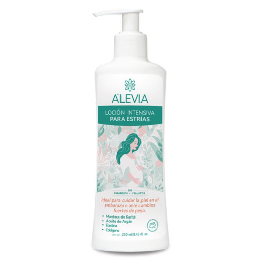 LOCIÓN INTENSIVA PARA ESTRÍAS  X 250 ML ALEVIA ALEVIA 250 ML x 1 A’levia Loción intensiva para estrías ayuda a prevenir y/o mejorar la apariencia de las estrías provocadas por embarazo o cambios de peso. usado por hombres y mujeres que quieren mejorar la elasticida