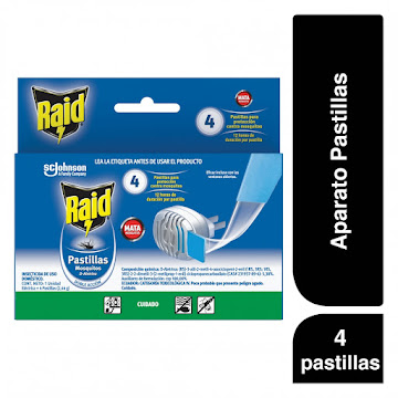 Insecticida Y Repelente Raid En Pastilla Para Insectos Voladores 4 Pastillas Frasco x 30 gr  