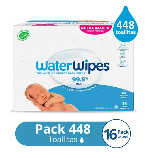 TOALLITAS HÚMEDAS SIN ALCOHOL WATERWIPES X 448 UNDS. WATERWIPES CAJA X 448 UND x 448