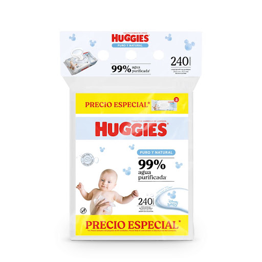 Toallas Húmedas Huggies Puro Y Natural 99% Agua Paquete x 240 Und