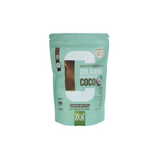 Colageno con crema de coco ZOI Doypack de 500 gr x 1 Es un suplemento nutricional en polvo formulado con colágeno hidrolizado y crema de coco, desarrollado para contribuir al cuidado integral de la piel, el cabello, las uñas y las articulaciones. Su com