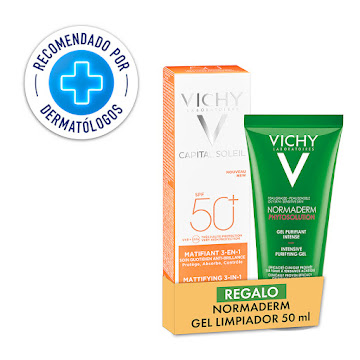 Protector Solar Vichy Capital Soleil Spf50 + Gel Limpiador Normaderm Pack x 2 und   