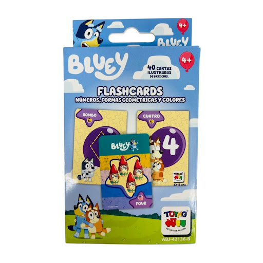 Flash Cards Toyng Números, Colores Y Figuras Geométricas Bluey Caja x 1 und