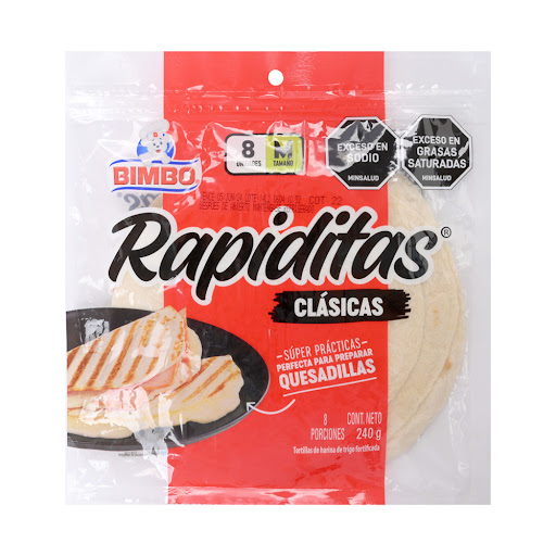 Tortillas de Harina de Trigo Bimbo Rapiditas Tamaño M x 8 und