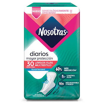 Protectores Nosotras Largos Alas Multiestilo Paquete x 30 und  