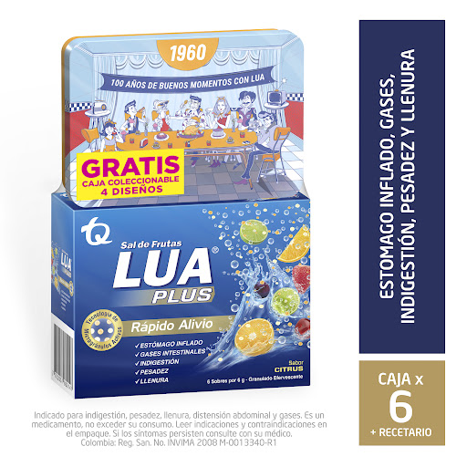 //Oferta Sal de Frutas Lua Plus Caja x 6 Sobres Gratis Caja Coleccionable Tq
