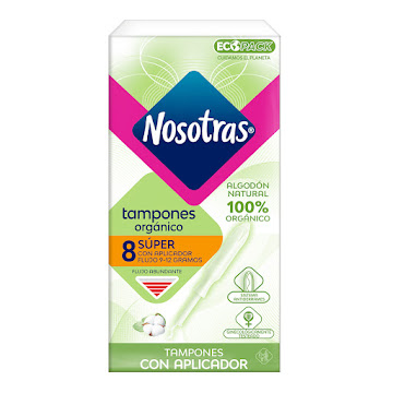 Tampones Con Aplicador Nosotras Super Orgánico Paquete x 8 und  