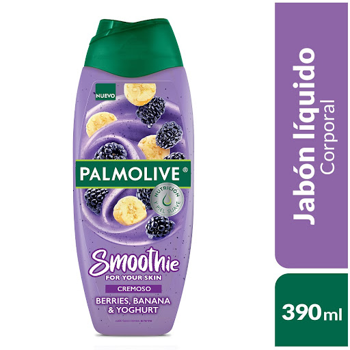 Jabon Liquido Corporal Palmolive Smoothie Cremoso Moras Banana Y Yogurth x 390 ml