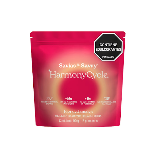 Harmonycycle Savvy con Magnesio, B6 Flor De Jamaica Bolsa x 90 gr