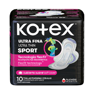 Toallas Femeninas Kotex Sport Ultradelgadas x 10 und  